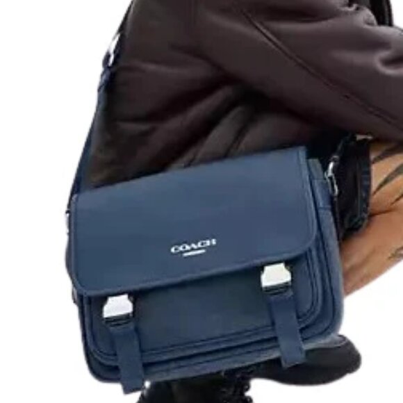 Authentic Coach Racer Messenger Bag In Signature Blue Jacquard - Picture 4 of 4